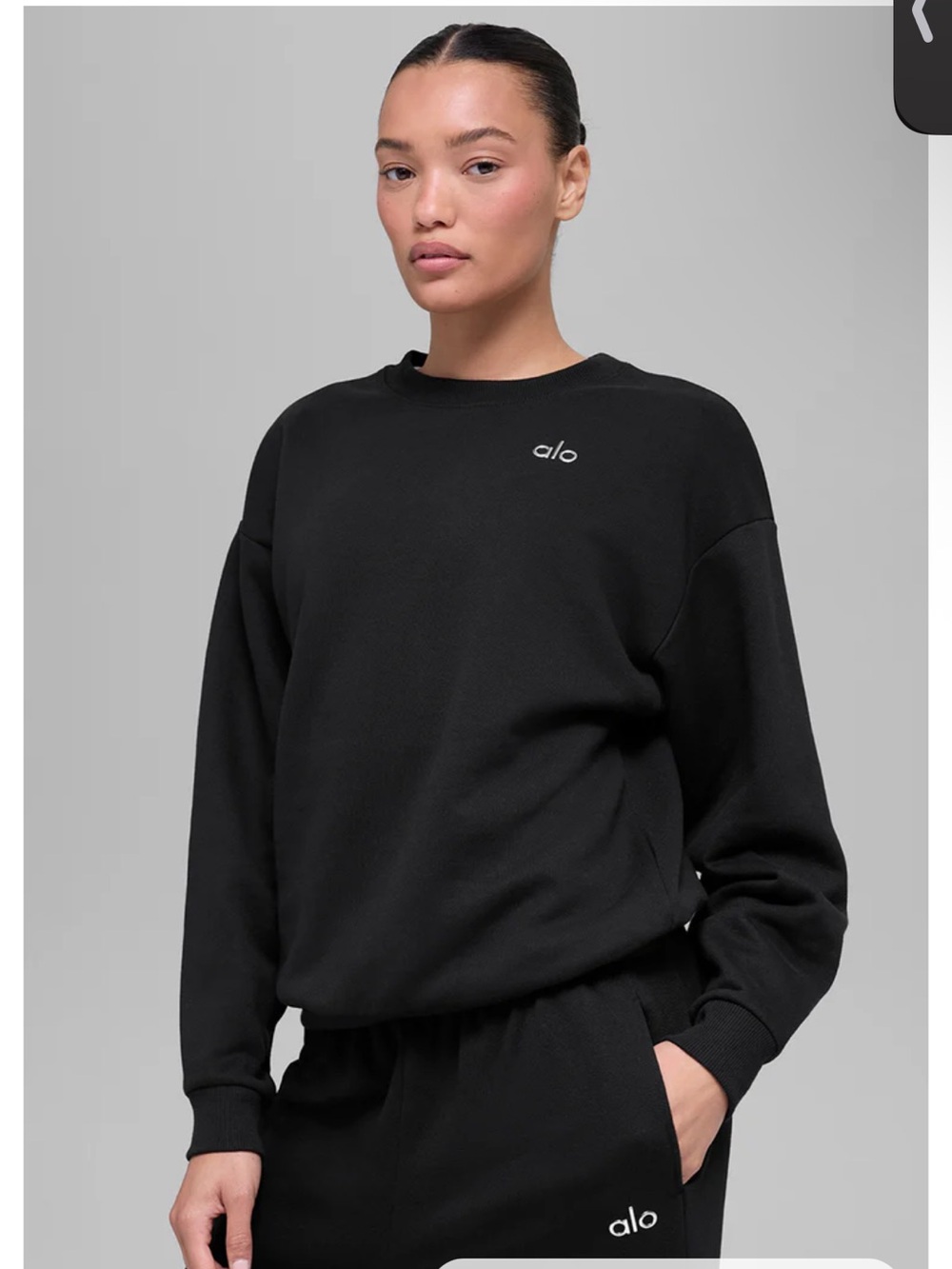 Alo Yoga Accolade Crew Neck Pullover Black XS